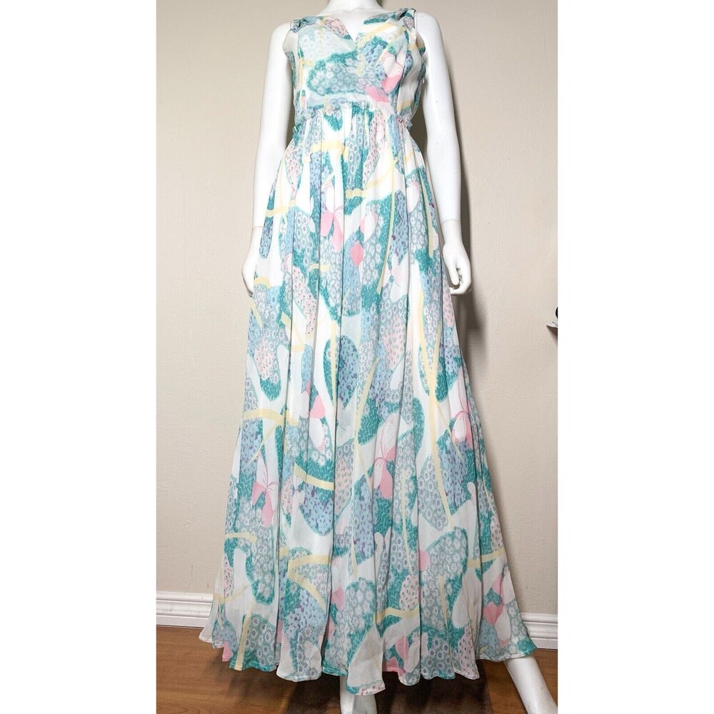 girl. Band of Outsiders Maxi Dress 1 US S Floral Butterfly Silk Sleveeless